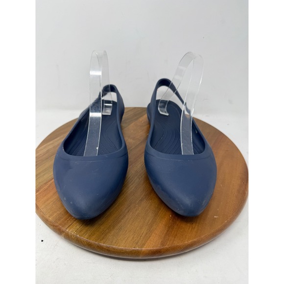 Crocs Women Slingback Ballet Flats Navy Blue Size 10 - Picture 3 of 7